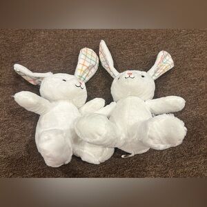 EUC Rare collectors Hallmark White Plush Bunny Set Lot of 2 Colorful Ears Toy 8"